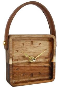 Klok "Vienne" hout 11x11x3,2cm bruin