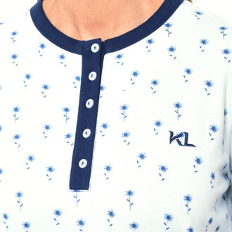 KLP2 Vrouwen Lange Mouwen Pluche Winterpyjama Blauw