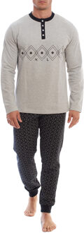 KLP3 Heren Lange Mouwen Fleece Winterpyjama Grijs - S