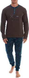 KLP4 Heren Lange Mouw Winterpyjama Grijs - XL