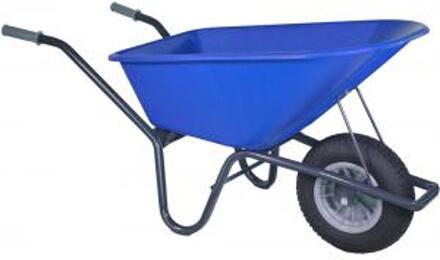 klus tuinkruiwagen 100L gecoat blauw met anti-lekwiel