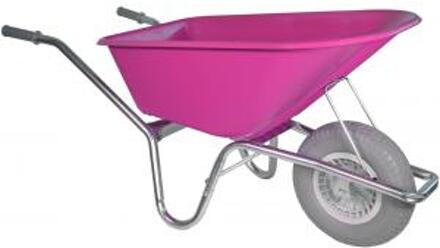 klus tuinkruiwagen 100L gecoat fuchsia met anti-lekwiel