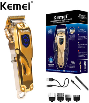 KM-2010 All-metal Barber Professional Hair Clipper Electric Cordless LCD Hair Trimmer Gold Silver Hair Cutting Machine Mower