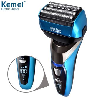 KM-8150Z 4 Blade Professionele Nat & Droog Scheerapparaat Oplaadbare Elektrische Scheerapparaat Scheerapparaat Mannen Baard Trimmer Scheren Machine Lcd Display geen doos / uk plug