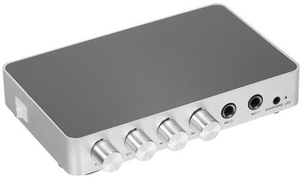 KM200 Karaoke Sound Mixer Portable Digital Stereo Audio Echo System 4K/2K HDMI Karaoke Amplifier with Dual Microphone US Plug