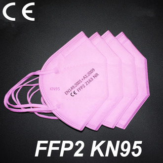 KN95 CE Face Masks Colored Mascarillas FFP2 Dust Mouth Mask 5 Layer Protective KN95 Mask Filtration Breathable Pink ffp2mask