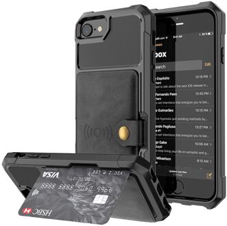 Knaldeals.com Card Holder Hybrid Case voor de Apple iPhone 8 / 7 / 6S / 6 - Zwart