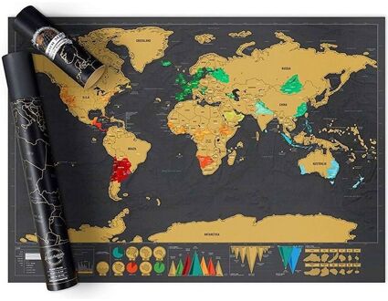 Knaldeals.com Luxe Grote Wereldkaart Krasposter - Scratch world map (82x60cm)