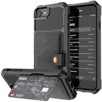 Knaldeals.com Magnetic Card Holder Hybrid Case voor de Apple iPhone SE 2020 - Zwart