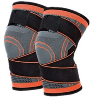 Knie Ondersteuning Compressie Mouwen Gewrichtspijn Artritis Opluchting Running Fitness Elastische Wrap Brace Knie Pads Oranje / L