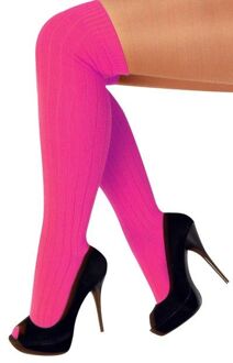 Kniekousen fluor pink Roze