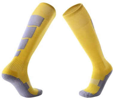 Knielange Sport Voetbal Sokken Geschikt Voor Tiener Neutrale Sport Sokken Compressie Sokken Kalf Sokken Zweet Ademend Handdoek Geel