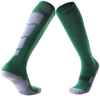 Knielange Sport Voetbal Sokken Geschikt Voor Tiener Neutrale Sport Sokken Compressie Sokken Kalf Sokken Zweet Ademend Handdoek Groen