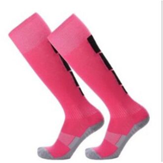 Knielange Sport Voetbal Sokken Geschikt Voor Tiener Neutrale Sport Sokken Compressie Sokken Kalf Sokken Zweet Ademend Handdoek Roze