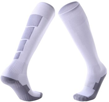 Knielange Sport Voetbal Sokken Geschikt Voor Tiener Neutrale Sport Sokken Compressie Sokken Kalf Sokken Zweet Ademend Handdoek wit-grijs