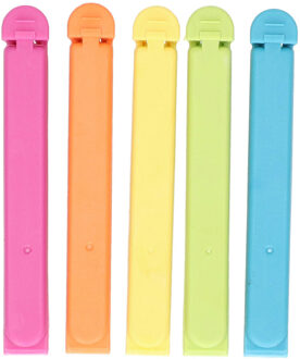 Knijpers set - 15x stuks - gekleurd - kunststof - 11 cm - vershoud knijpers/clips - sluitklemmen