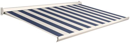 Knikarmscherm F10 Manueel Ral9001 Blauw Creme Doek D519 400x250cm