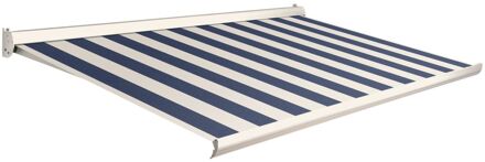 Knikarmscherm F10 Motor Schakelaar Ral9001 Blauw Creme Doek D519 450x250cm
