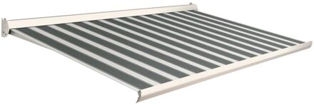 Knikarmscherm F10 Motor Schakelaar Ral9001 Groen Grijs Doek D408 450x250cm