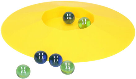 Knikkerpot met knikkers - geel - 17 cm - knikkeren - buiten spellen