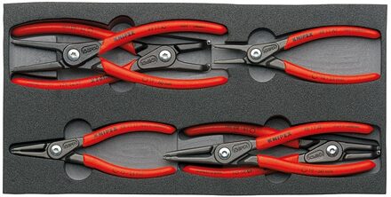 Knipex 00 20 01 V02 Precisie-borgveertang set Geschikt voor borgringen Binnen- en buitenringen 12-25 mm, 19-60 mm 10-25 mm, 19-60 mm Puntvorm 90° haaks, Recht