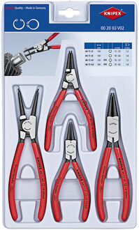 Knipex 00 20 03 V02 Precisie-borgveertang set Geschikt voor borgringen Binnen- en buitenringen 19-60 mm, 12-25 mm 10-25 mm, 19-60 mm Puntvorm Recht
