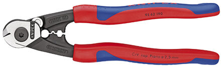 Knipex 95 62 190 Draadkabelschaar Geschikt voor (striptechniek) Alu- en koperkabel, een- en meerdraads, middelharde draadkabel 7 mm 10 mm² 7