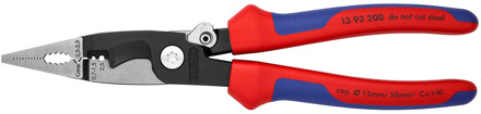 Knipex Elektro installatietang | Meer-componentengrepen | Zwart geatramenteerd | Lengte 200 mm | Zelfbedieningskaart/blister - 13 92 200 SB