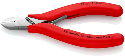 Knipex Elektronica-Zijsnijtang | 115 mm Lengte | Doorgestoken Scharnier | Kunststof Bekleed - 77 21 115 N