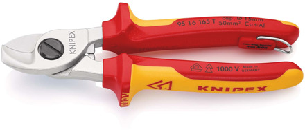 Knipex Kabelschaar geïsoleerd | Meercomponenten-omhullingen | VDE-gekeurd | Geïntegreerde openingsveer - 95 16 165 T BK