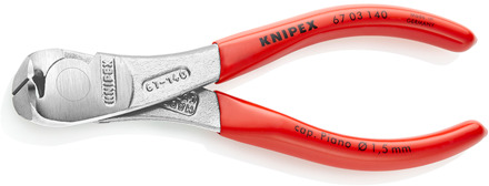 Knipex Kracht-Voorsnijtang | 145 mm Lengte | Kunststof Bekleed | Verchroomd - 67 03 140