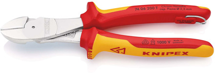 Knipex Kracht-Zijsnijtang | 200 mm Lengte | Geïsoleerd | Meercomponenten-Omhullingen | VDE-Goedgekeurd - 74 06 200 T BK