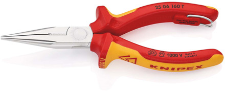 Knipex Platspitse Tang met Zijsnijder (Radiotang) | 160 mm Lengte | Geïsoleerd | Meercomponenten-Omhulling - 25 06 160 T