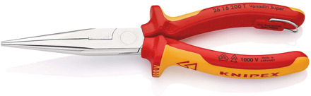 Knipex Platspitse Tang met Zijsnijder (Telefoontang) | 200 mm Lengte | Geïsoleerd | Meercomponenten-Omhulling - 26 16 200 T BK