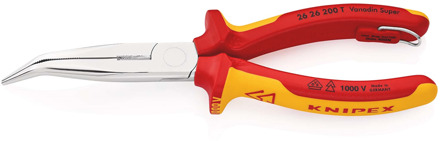 Knipex Platspitse Tang met Zijsnijder (Telefoontang) | 200 mm Lengte | Geïsoleerd | Meercomponenten-Omhulling - 26 26 200 T BK