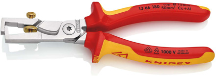 Knipex StriX® striptangen met kabelschaar | Geïsoleerd | Meer-componentengrepen | VDE-getest - 13 66 180 SB