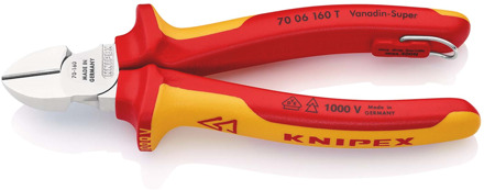 Knipex Zijsnijtang | 160 mm Lengte | Geïsoleerd | Meercomponenten-Omhullingen | VDE-Goedgekeurd | Geïntegreerde Bescherming - 70 06 160 T BK