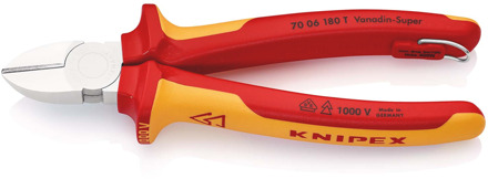Knipex Zijsnijtang | 180 mm Lengte | Geïsoleerd | Meercomponenten-Omhullingen | VDE-Goedgekeurd | Geïntegreerde Bescherming - 70 06 180 T BK