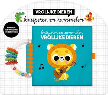 Knisperboek met bijtring. Vrolijke dieren.