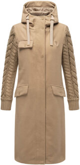 Knit Babe dames wintermantel met gebreide mouwen Beige
