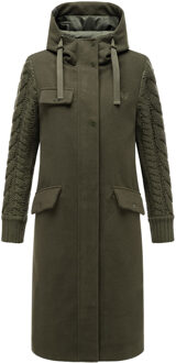 Knit Babe dames wintermantel met gebreide mouwen Groen