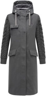 Knit Babe dames wintermantel met gebreide mouwen Zwart