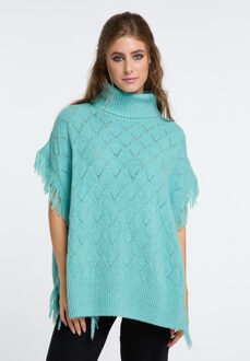 knit poncho gaya - maat Turquoise