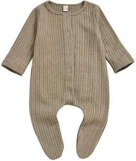 Knit Winter Effen Baby Romper Baby Jongens Meisjes Trui Splice Soft Single Breasted Warm Binden Voeten Jumpsuit Kleding Recem Nascido Groen / 3M