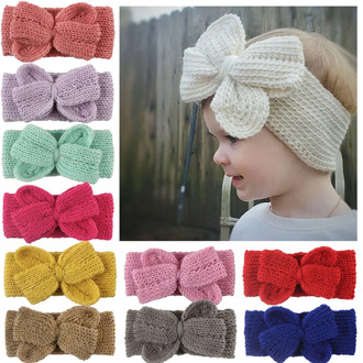 Knitted Baby Girl Headbands Big Bow Infant Baby Headband for Girls Birthday Party Baby Turban Hair Accessories Toddler Headwear