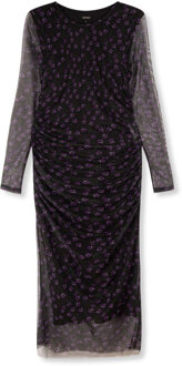 Knitted flower mesh dress maila purple Zwart - XS