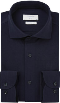 Knitted Overhemd Lange Mouw Navy - Heren