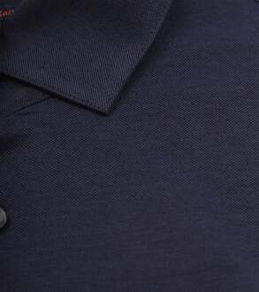 Knitted Pique Overhemd Navy Blauw - 39,38,40,41,42,43