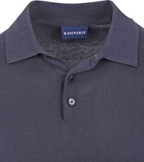 Knitted Polo Navy Donkerblauw - XL