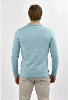 Knitted poloshirt - Lichtblauw